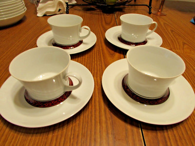 Block Flamenco Bidasoa Set of 4 Flat Cups & Saucers..Made In Spain