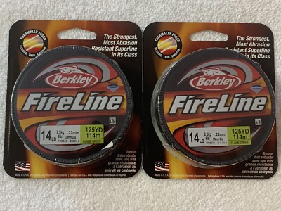 (LOT OF 2) BERKLEY FIRELINE ORIGINAL LINE 14LB.. 125YD. 14 POUND FLAME GREEN NIP