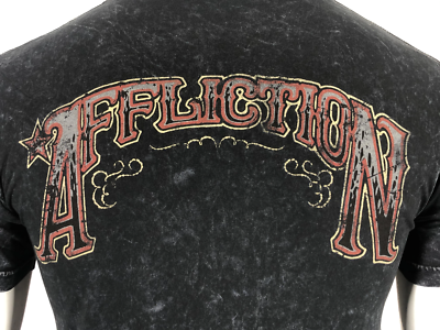 AFFLICTION Men's T-shirt AC IROQUOIS BLACK LAVA Biker Skull Tattoo MMA S-4XL