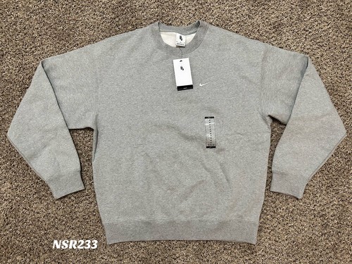 NIKE SOLO SWOOSH FLEECE CREWNECK TOP GREY WHITE DX1361-063