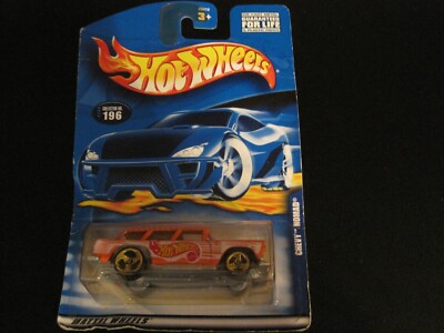 2000 HOT WHEELS CHEVY NOMAD COLLECTOR #196 ORANGE WITH GOLD 3 SPOKE WHEELS