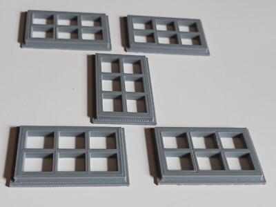 G Scale,  Windows   Pack of 5    3D PRINTED  ''GRAY''   1.187'' X 1.920''  1/24 1:24
