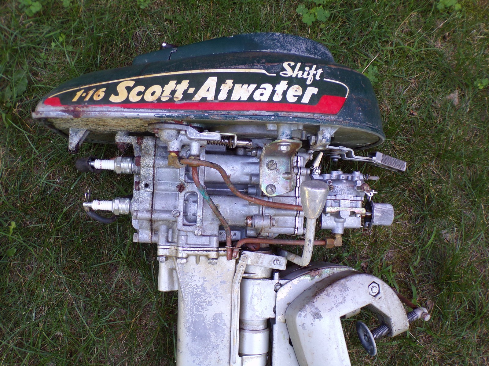 Vintage 1950's Scott Atwater Outboard Boat Motor Shift 1-16