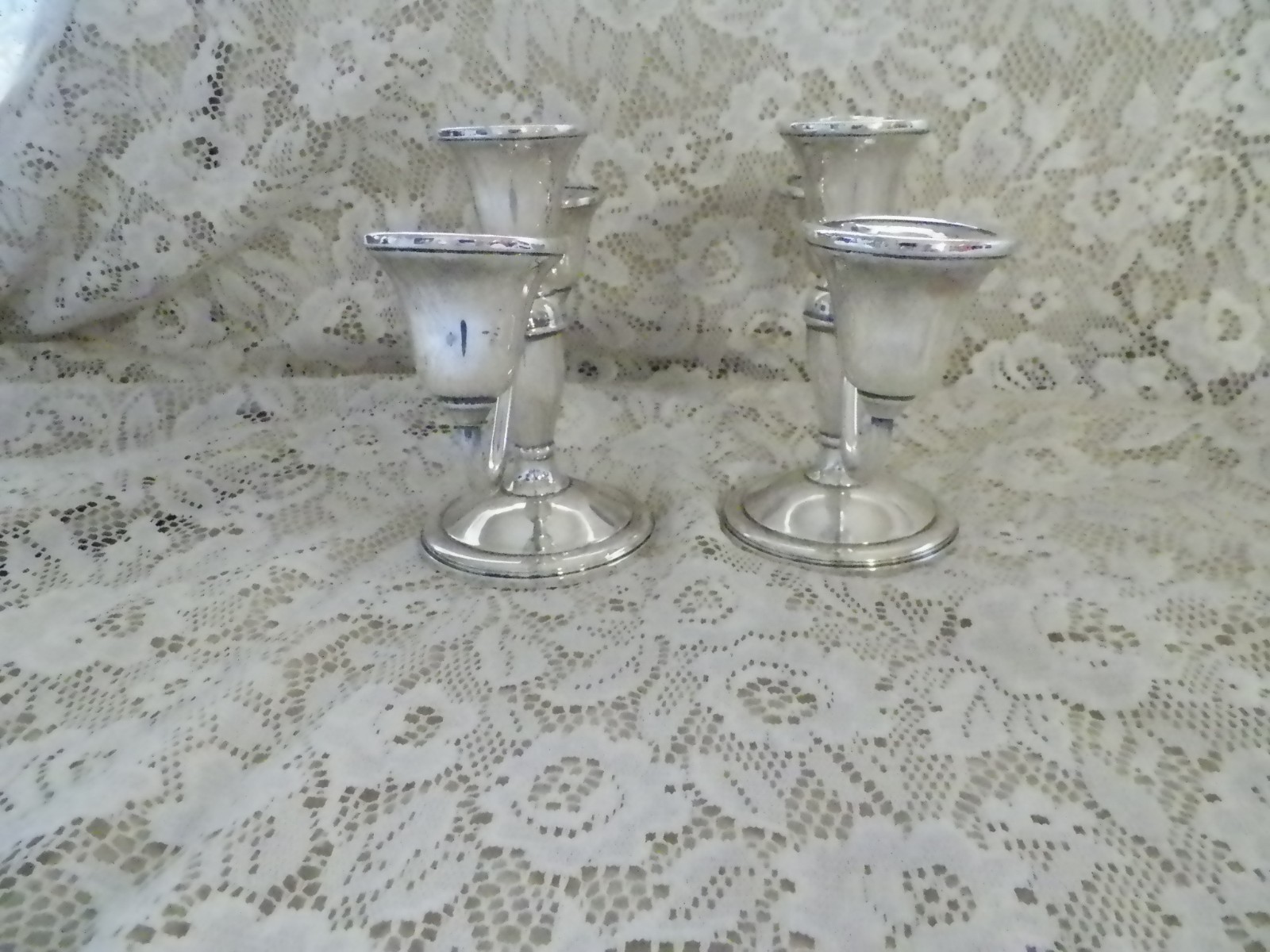 VINTAGE ANTIQUE STERLING SILVER LAPIERRE CANDELABRA MARKED/ WEIGHT 1 LB 12 OZ