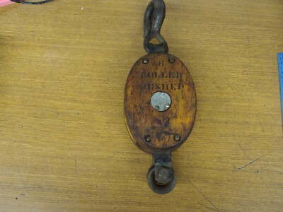 Vintage Boston & Lockport Block CO. Block and Tackle Pulley Roller Bushed 6  b35
