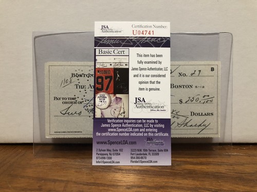 Jack Sharkey Autographed HOF Champ Boxer 1932 Signed $250.00 Check to Hotel JSA