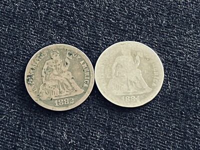 1882 and 1884 Seated Liberty Dimes -  (Lot Of 2)