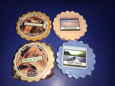 LOT OF 4 Yankee Candle Wax Potpourri Tarts Pink Sands Drift Away French Vanilla