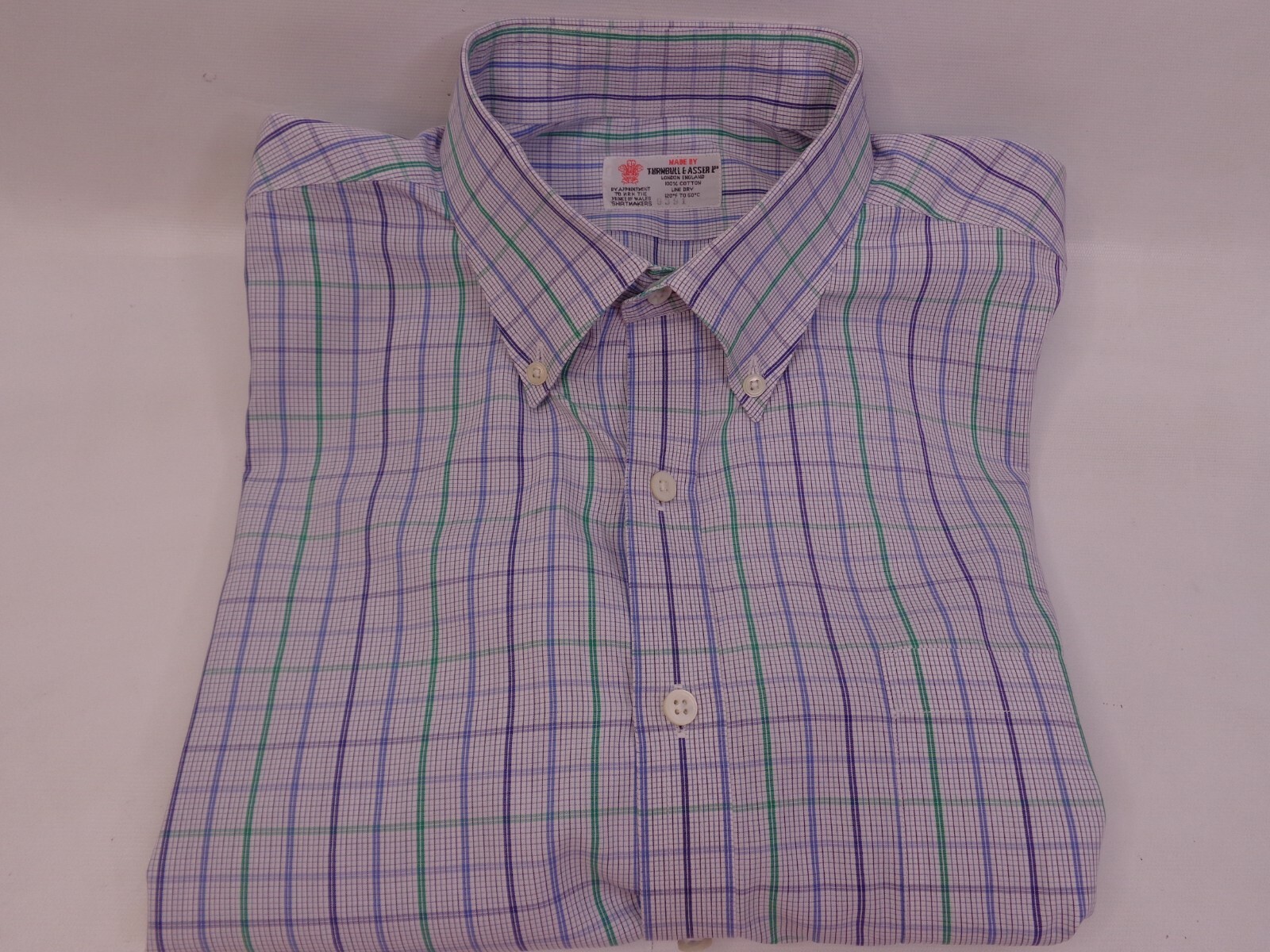 小物 TURNBULL & ASSER Light Blue End-on-End Shirt with T&A Collar and 3-Button