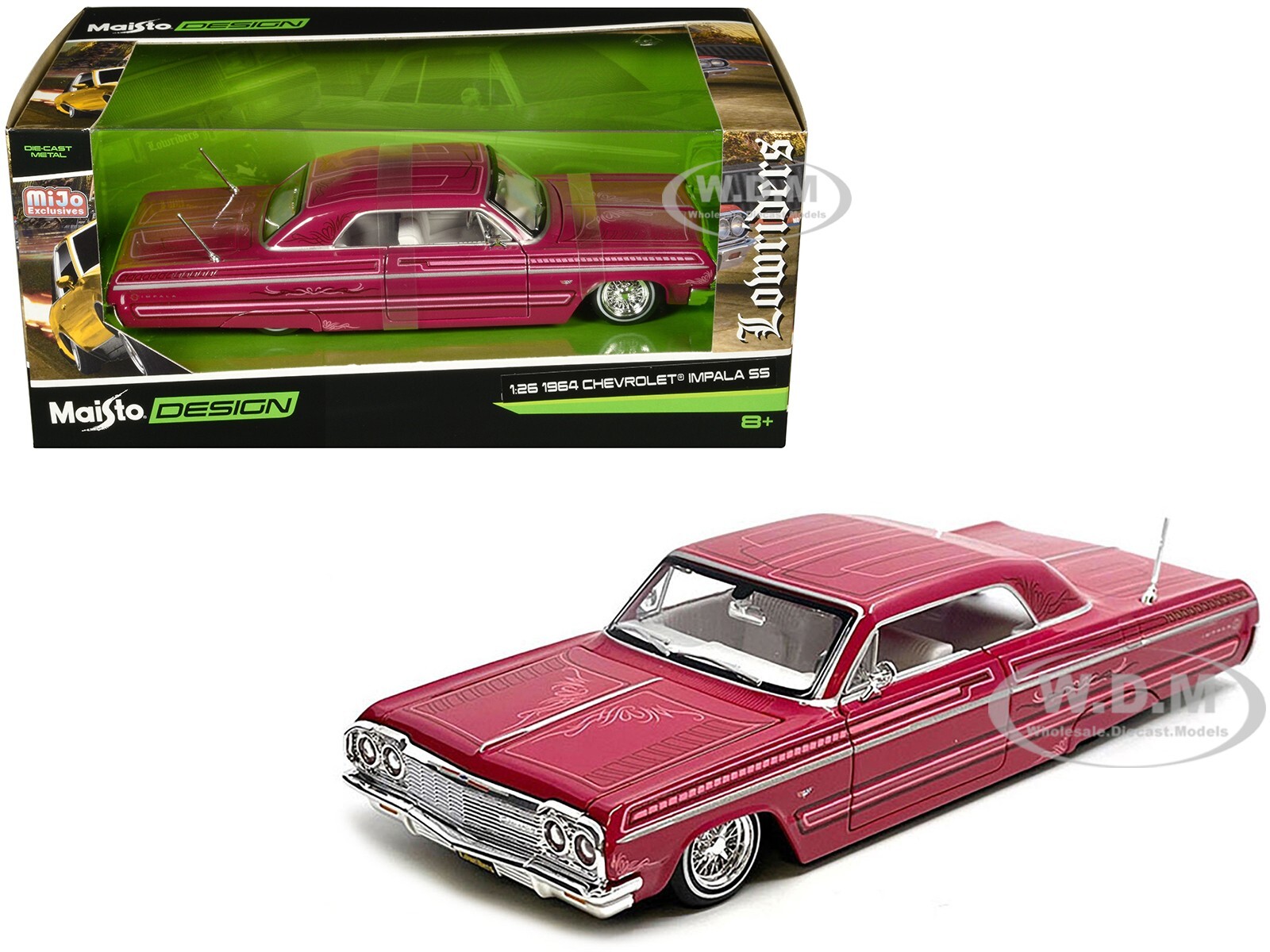 1964 CHEVROLET IMPALA SS LOWRIDER PINK 1/26 DIECAST MODEL