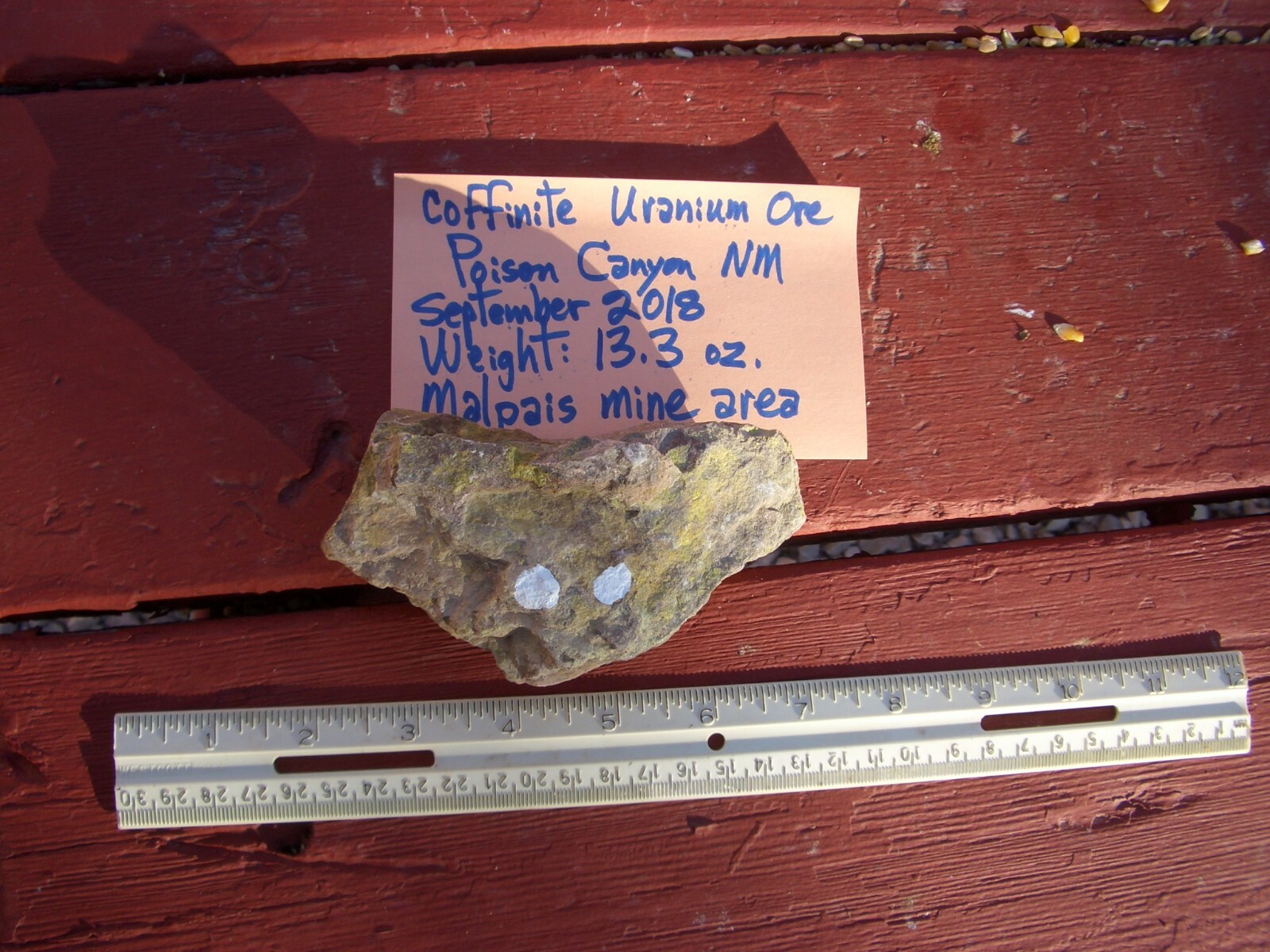 COFFINITE NATURAL URANIUM ROCK;  NEW MEXICO;   13.3 oz.   $22.00 + s/h