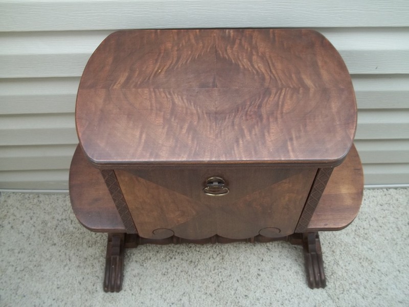 Vintage Wood End Side Table Nightstand Cabinet Copper Lined Cigar