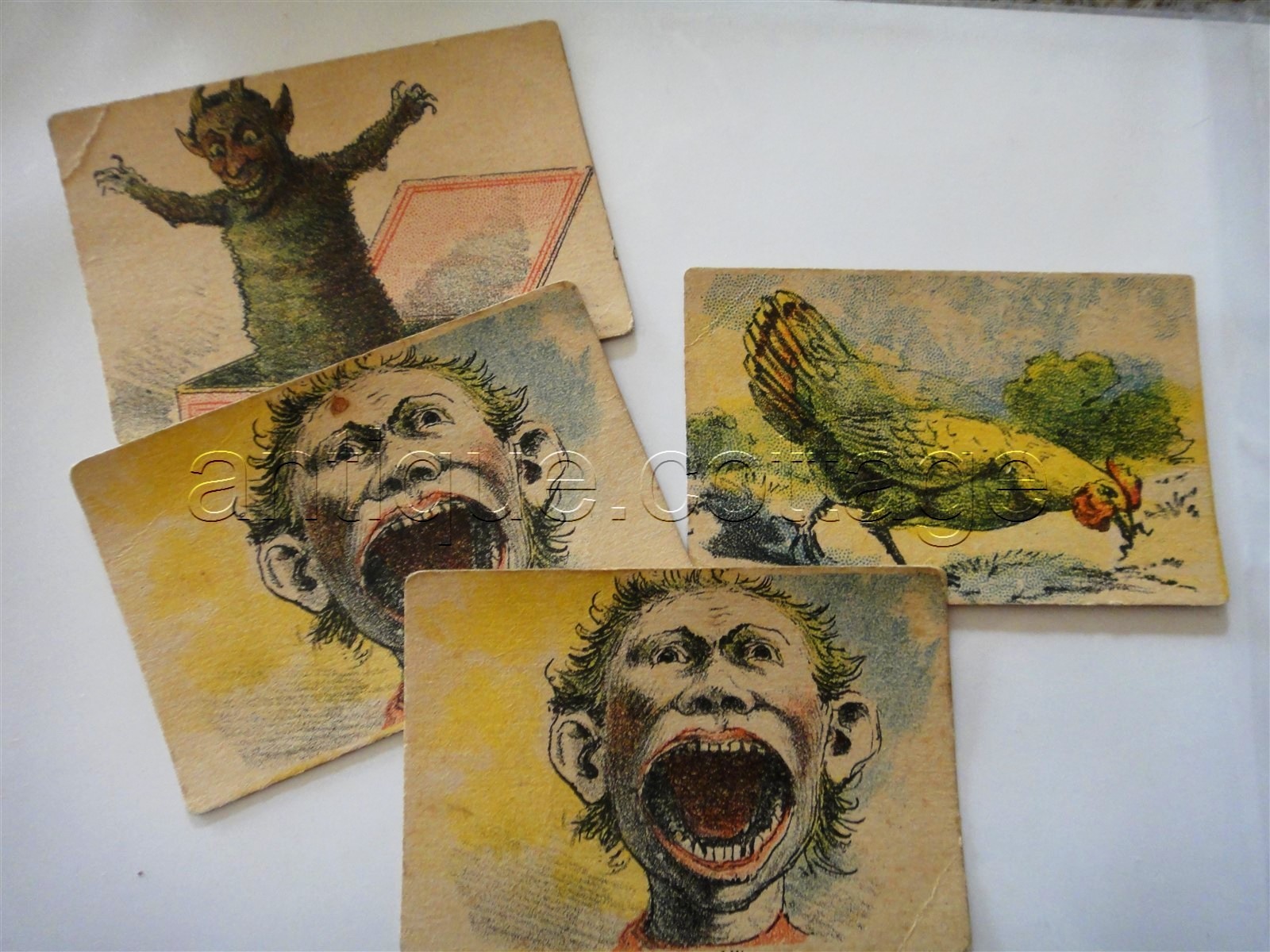 1890 antique victorian SNAP PLAY CUCKOO CARD GAME devil scary playing J.H.SINGER