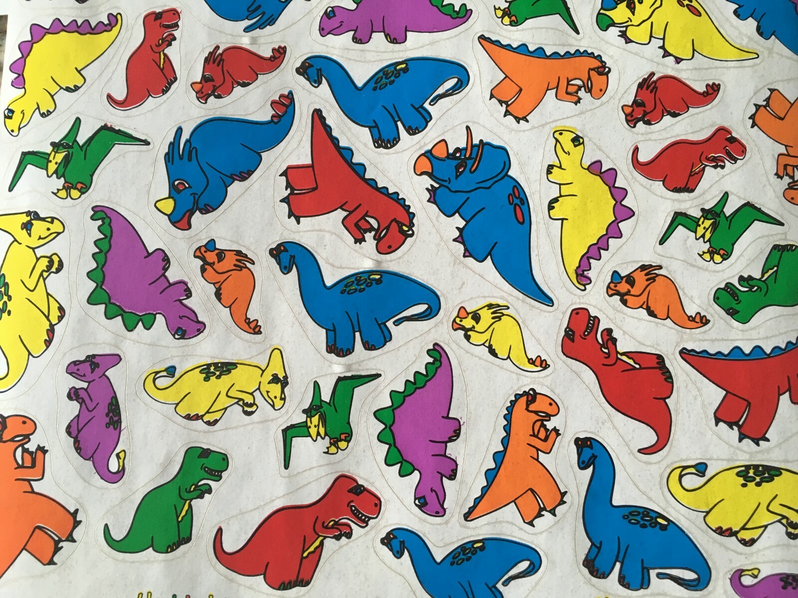 Vintage Highlights Childrens Stickers 6 sheets Dinosaurs Faces Cartoon Animals