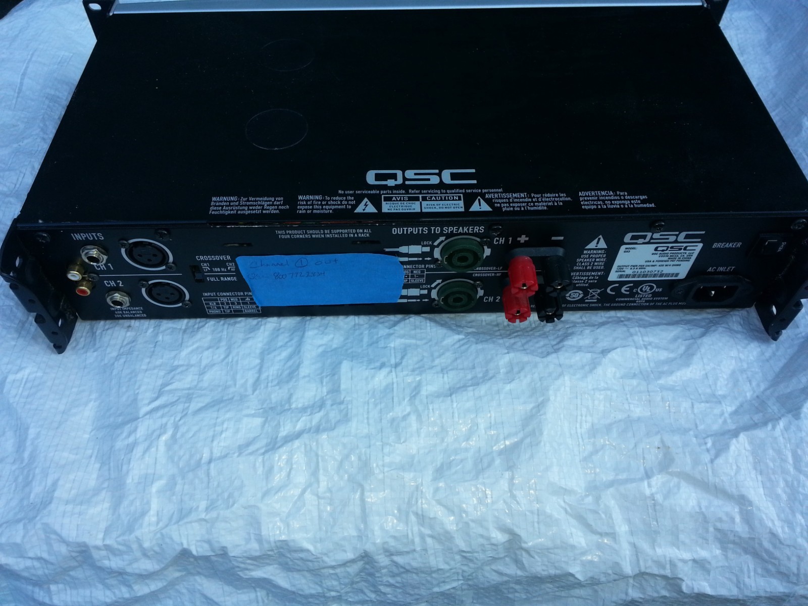 QSC GX3 Power Amplifier - One channel has no output