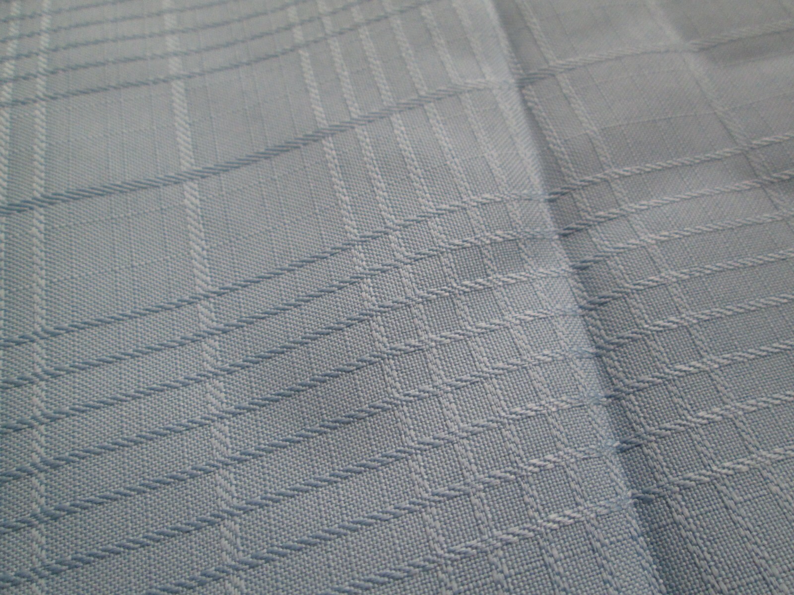 Wedgwood Blue Woven Stripe Plaid Round Tablecloth 70