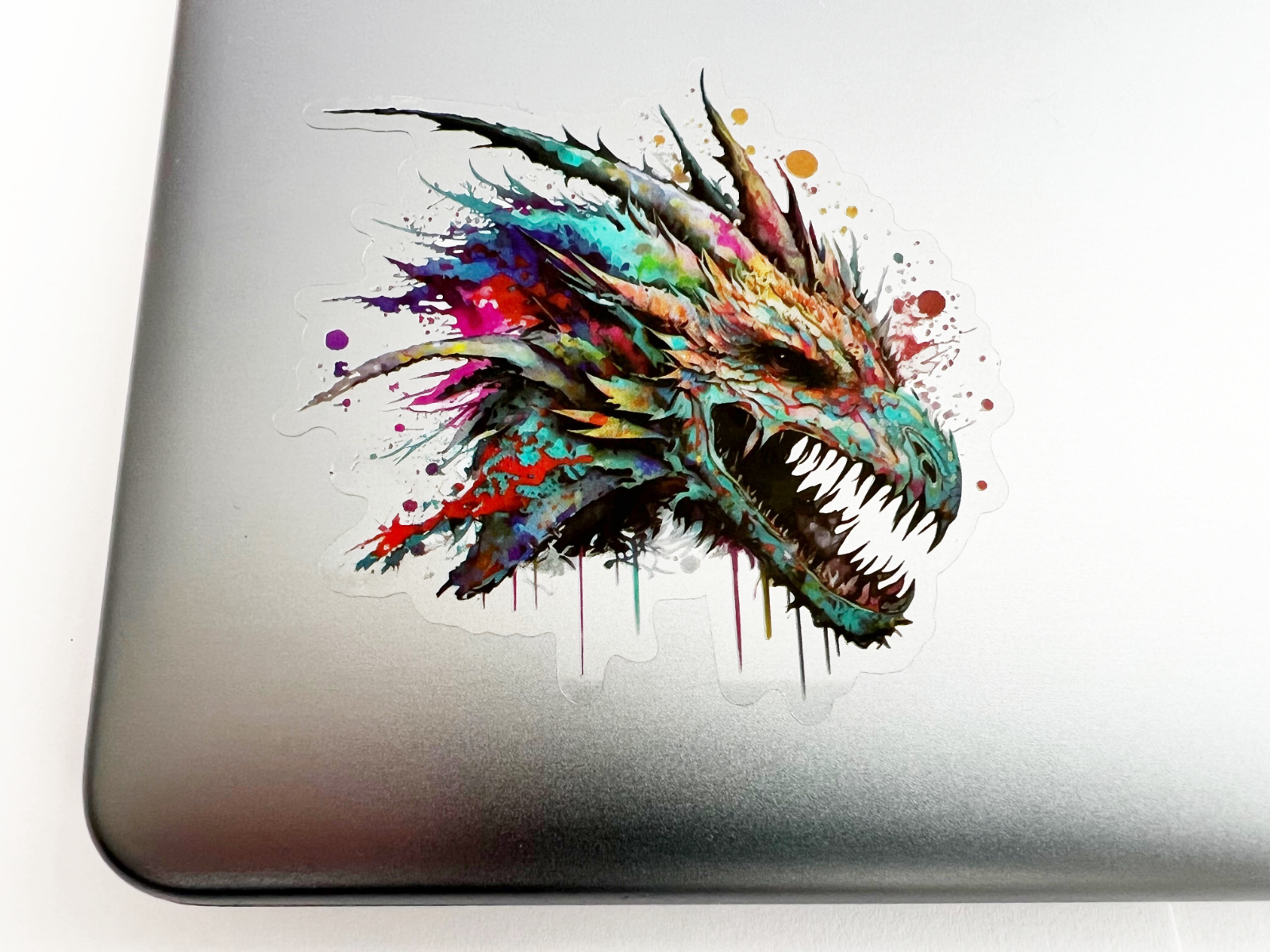 Colorful Dragon Head 3 Inch Transparent Sticker Decal