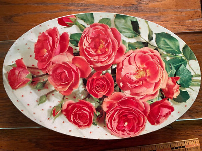 Vintage Cookie Tin, Pink Rose Motif, Great Shape, Clean Interior