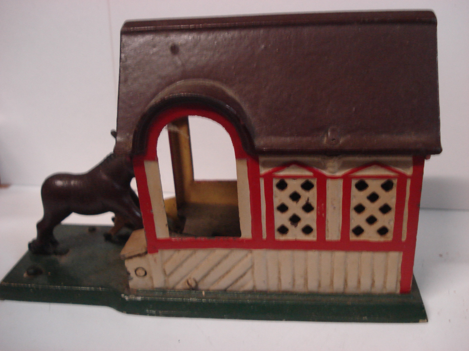 ANTIQUE CAST IRON J.D. CAPRON DONKEY IN BARN BANK