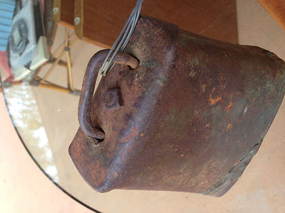 Vintage LARGE hand forged iron cow bell with handmade clapper