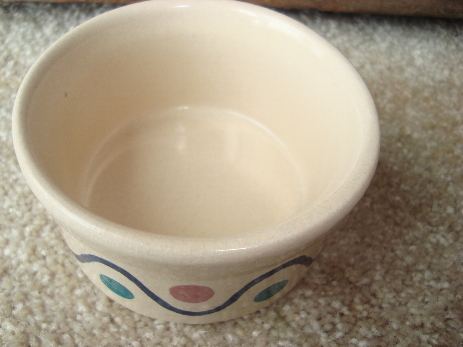 R.R.P. CO. ROSEVILLE,OH  SMALL STONEWARE CROCK WITH DOTS