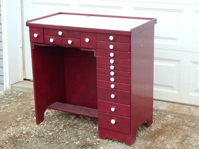 Vintage Antique 16 Drawer Watchmakers Work Bench desk Nice and Clean!