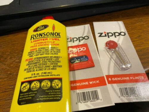 Genuine RONSON 5 ounce Lighter Fluid Fuel  with 6 flints and 1 wick