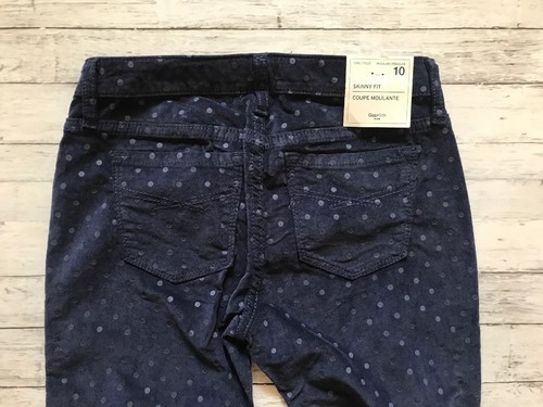 NWT Gap Kids Blue Velour Polka Dot Skinny Fit Pants 10 Y