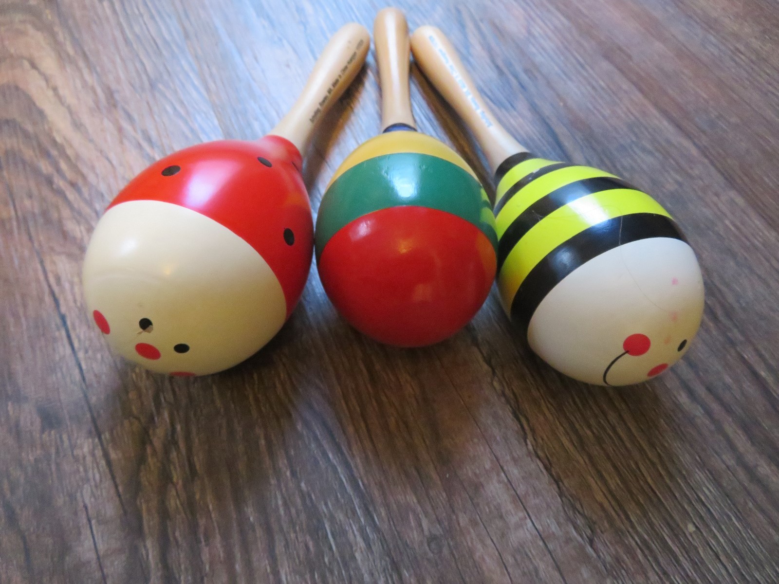 Maracas 3 Lady Bug. Bumble Bee and Stripes