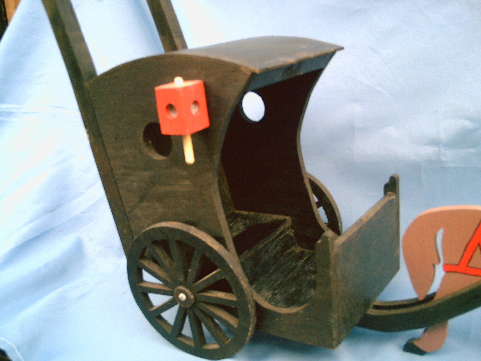 VINTAGE Hand-Crafted Amish Carriage & Horse Baby Doll Buggie Collectible 21