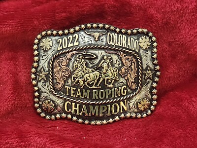 CHAMPION TEAM ROPING TROPHY RODEO  BUCKLE PROFESSIONAL COLORADO 2022 RARE J62