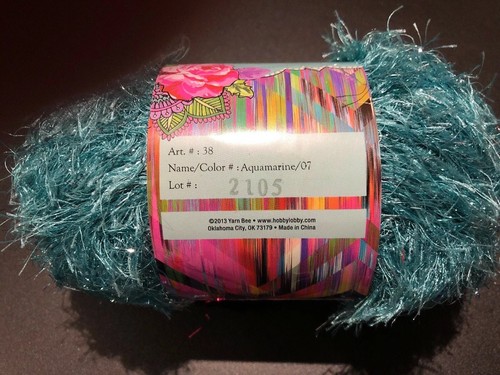 Yarn Bee Exhibition Yarn Eyelash Metallic Aquamarine