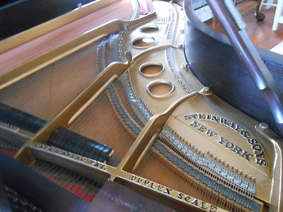 1927 STEINWAY Model L Ribbon Mahogany Grand Piano w/Double Legs Orig Mechanics