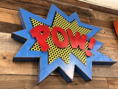 Pow! Vintage Industrial Signs Lights Wall Mount Lichtensien Inspired Cartoon