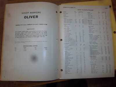 OLIVER SUPER 99~99GM~99GMTC~950~990~995~TRACTOR SHOP SERVICE~repair MANUAL~LOT