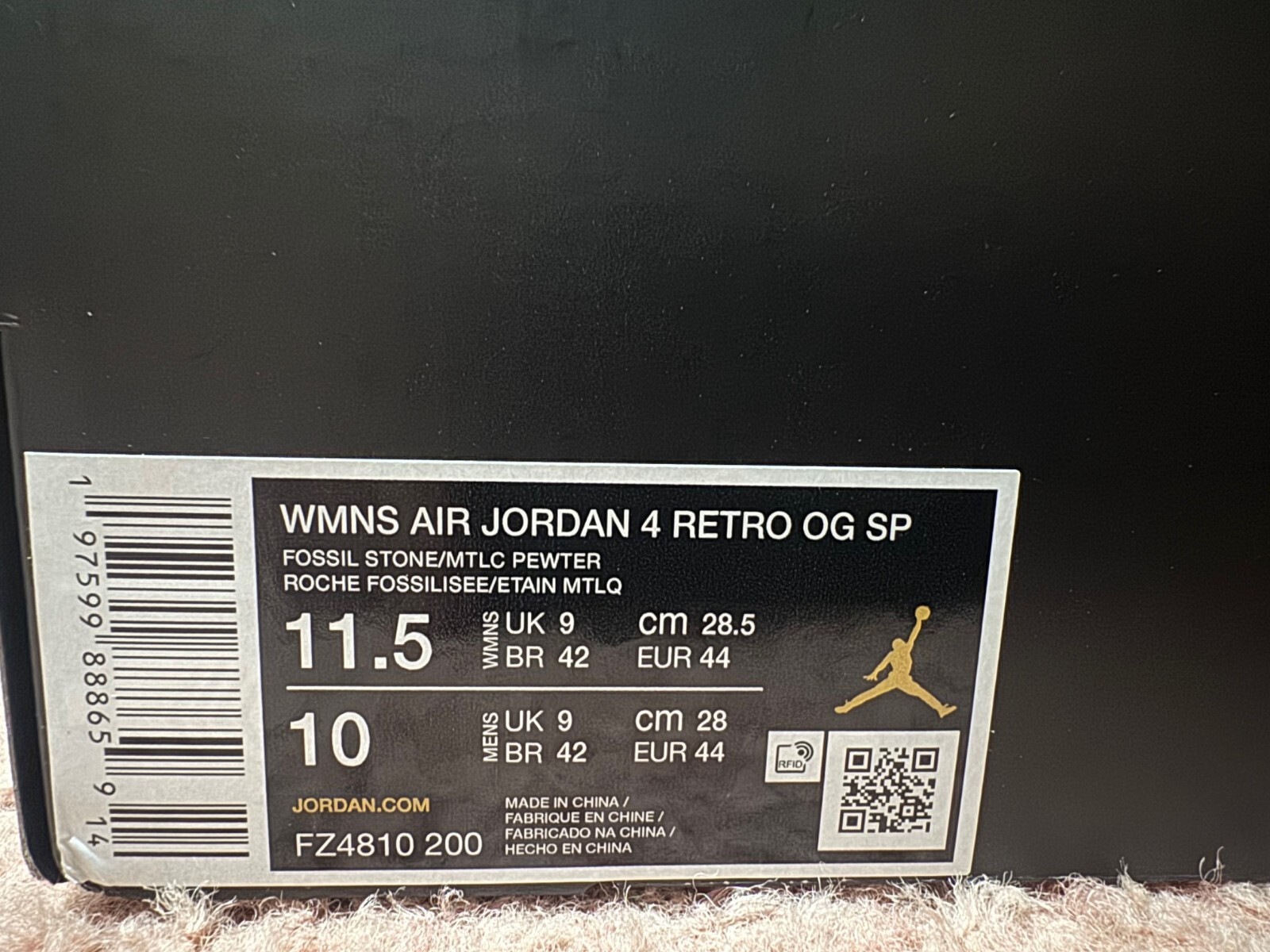 Pre-owned Jordan A Ma Maniere Amm Wmns Nike  Iv 4 Fossil Stone Fz4810-200 - Size 11.5w/10m In Pink