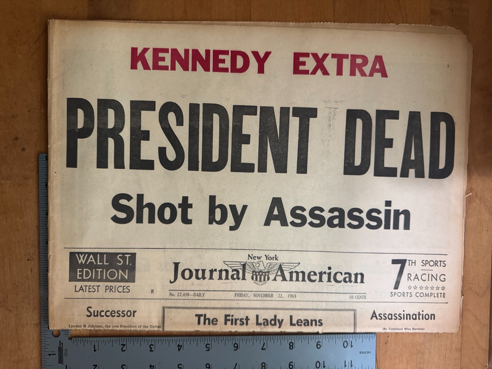 JFK Assassination NY Journal American Jackie Newspaper Front Sheet 11-22-63