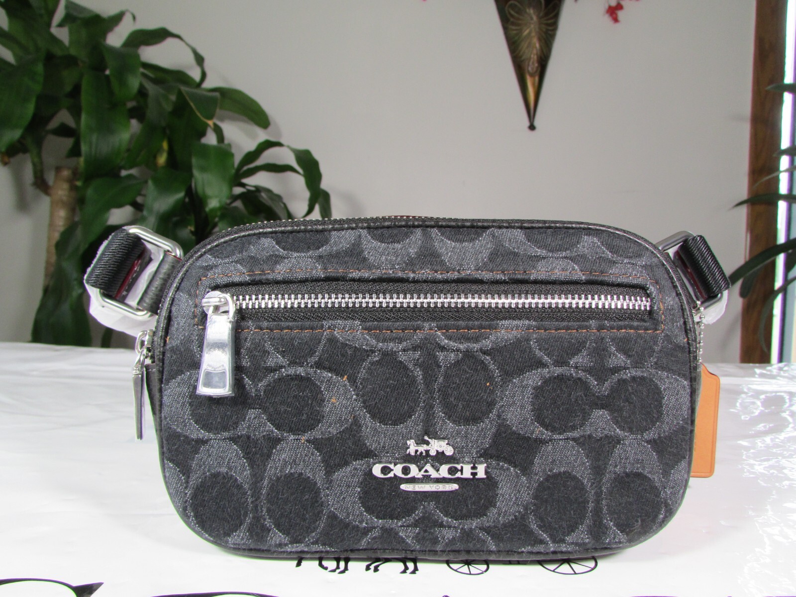 NWT Coach Mini Belt Bag In Signature Denim CQ186 Black | eBay
