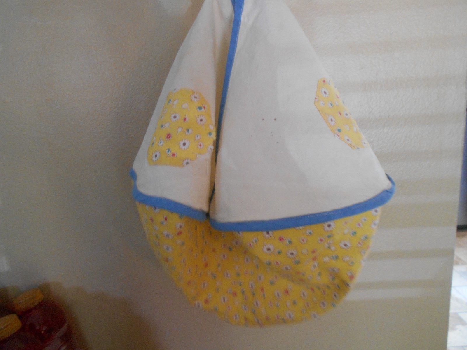 vintage round cotton hanging clothespin holder bag