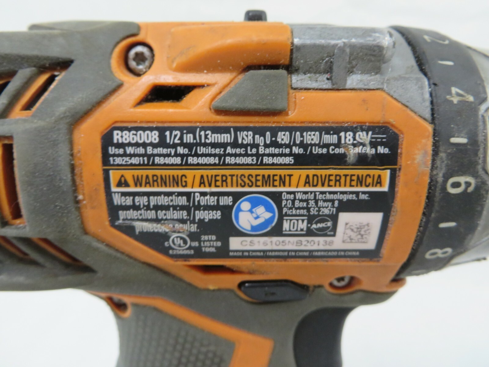 Ridgid 18v Fuego R86008 Cordless 1/2