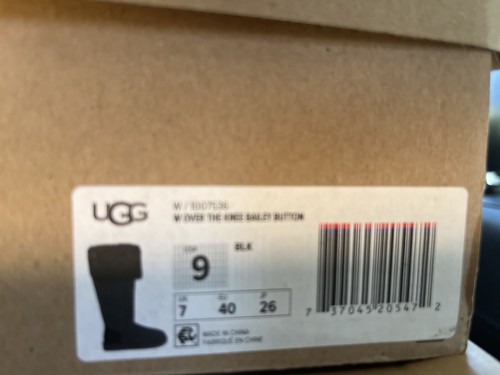 Pre-owned Ugg Bailey Button Over The Knee Suede Sheepskin Boots - Black - In Box