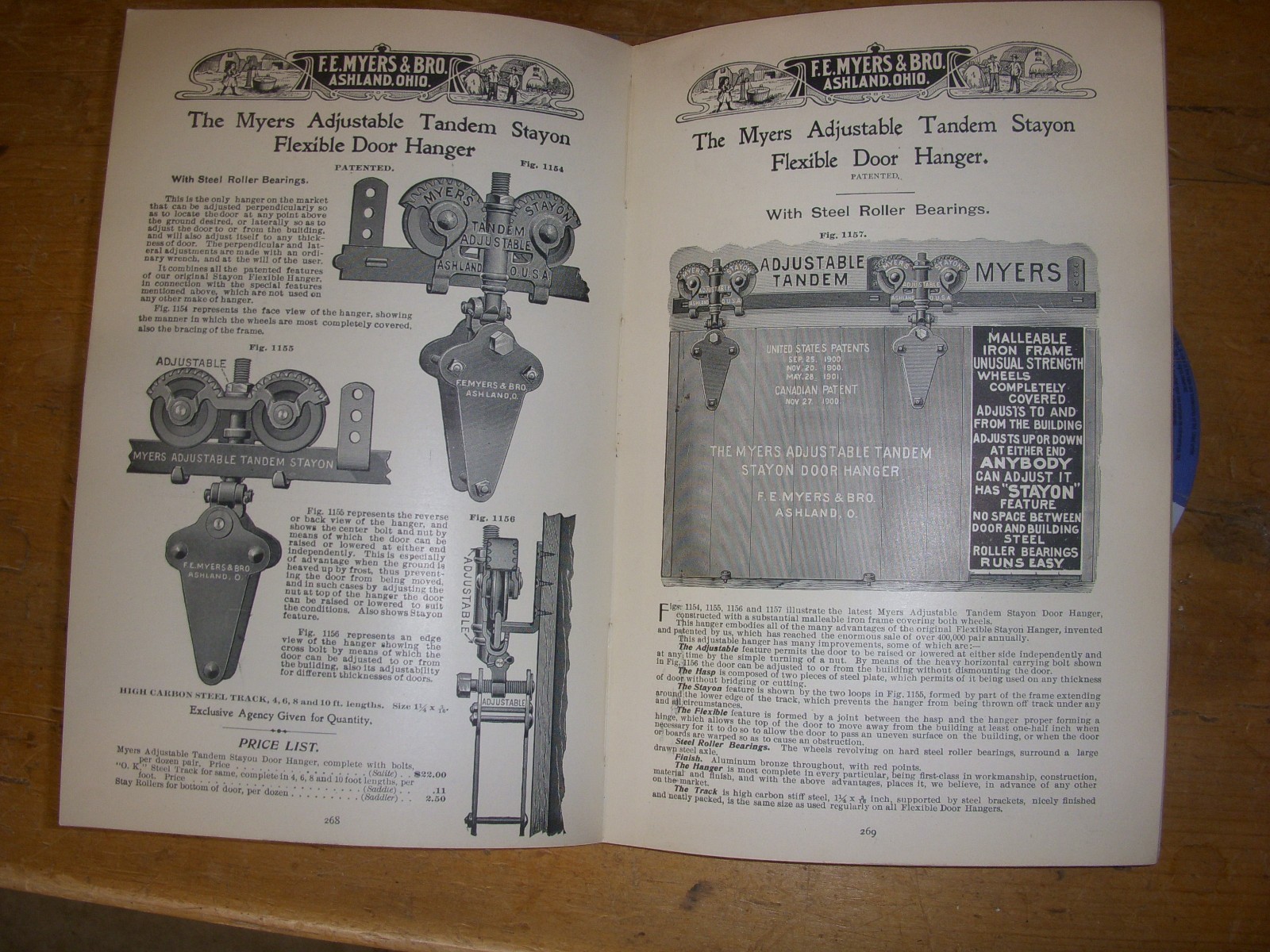 antique barn door rollers with 8' of track /architectural salvage door rollers