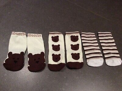 Absorba Toddler Socks Bears Set Of 3 6 Months