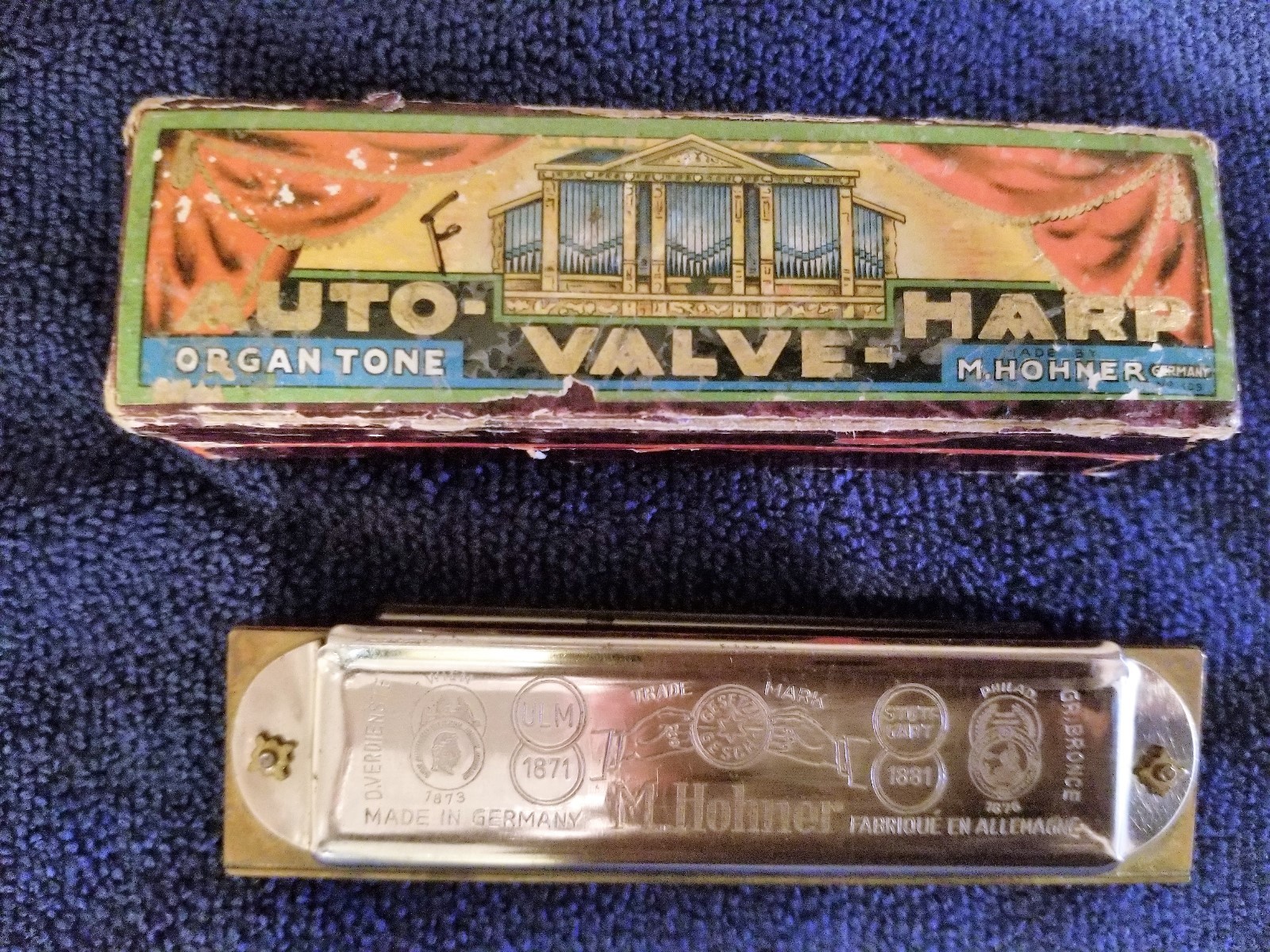 Vintage Hohner Auto Valve Harp Organ Key: F