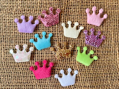 11pc UPICK Princess Crown Fabric Applique Embellishment - Scrap Dolls Sewing J81