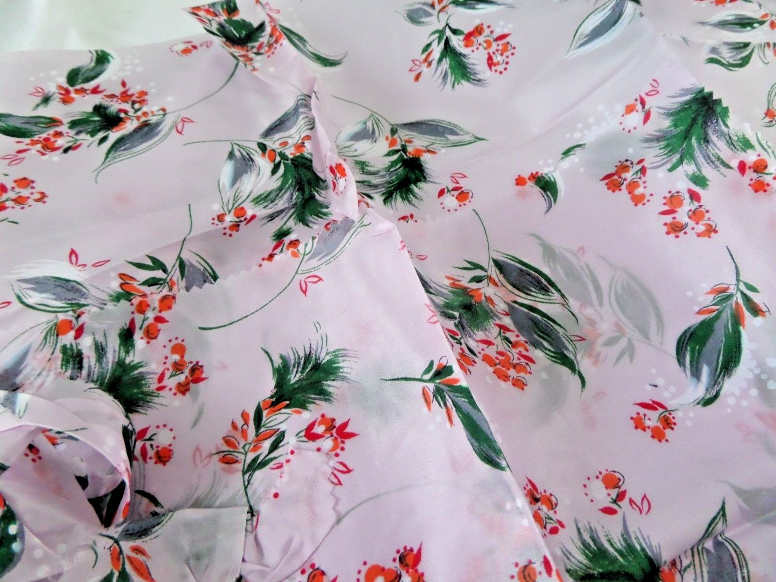 Vtg Lavender Floral print silky type fabric scraps scarf doll clothes