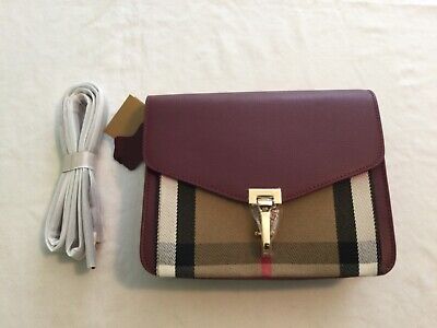 burberry macken small vintage green house check leather crossbody bag 296342343147
