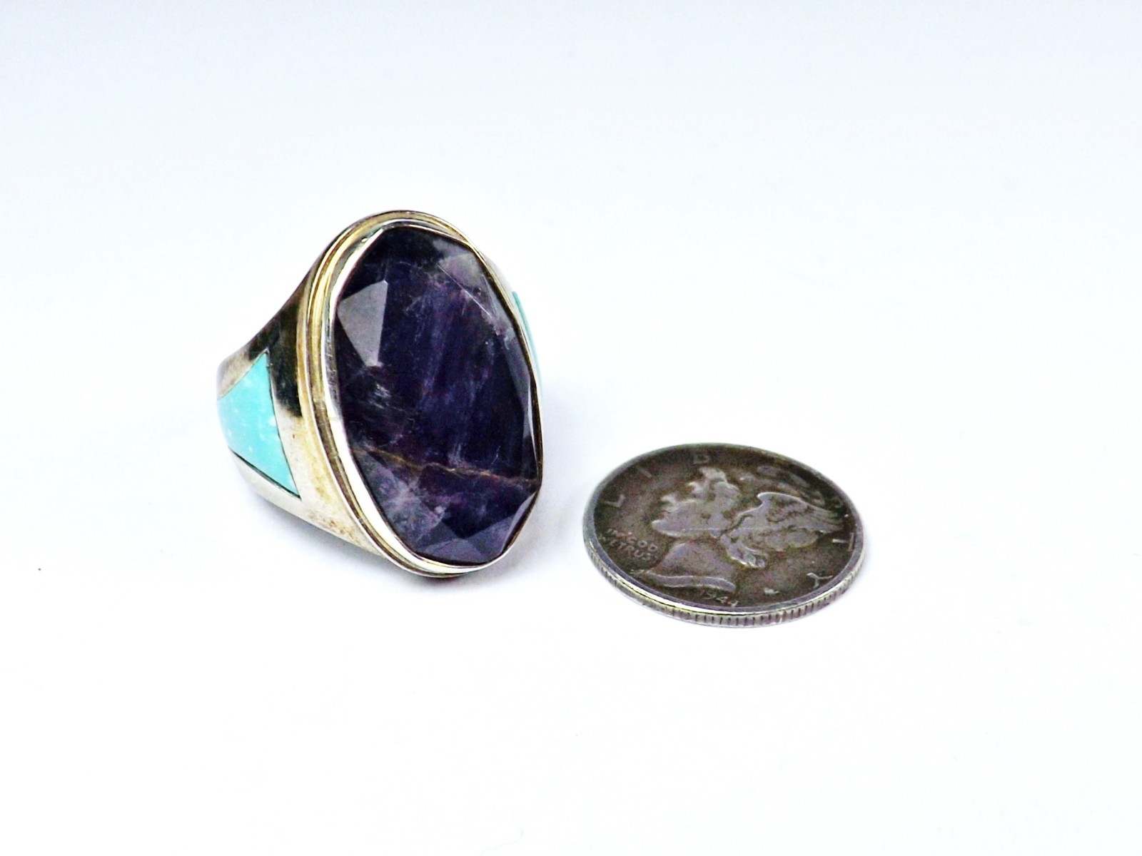 Jay King DTR Sterling Silver 925 Amethyst Turquoise Desert Rose Size 5 Ring