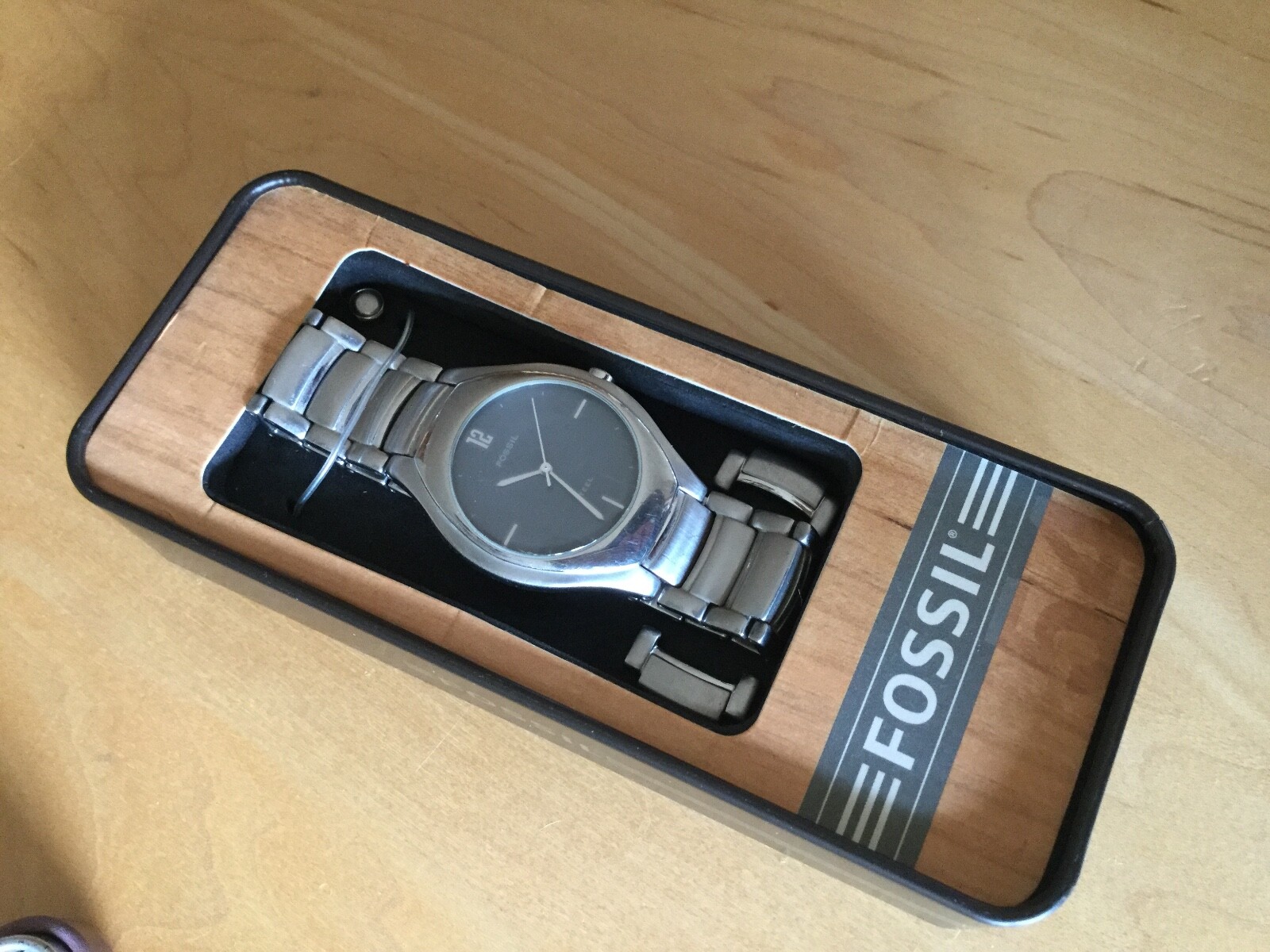 Fossil stainless watch & Patent Leather money clip.