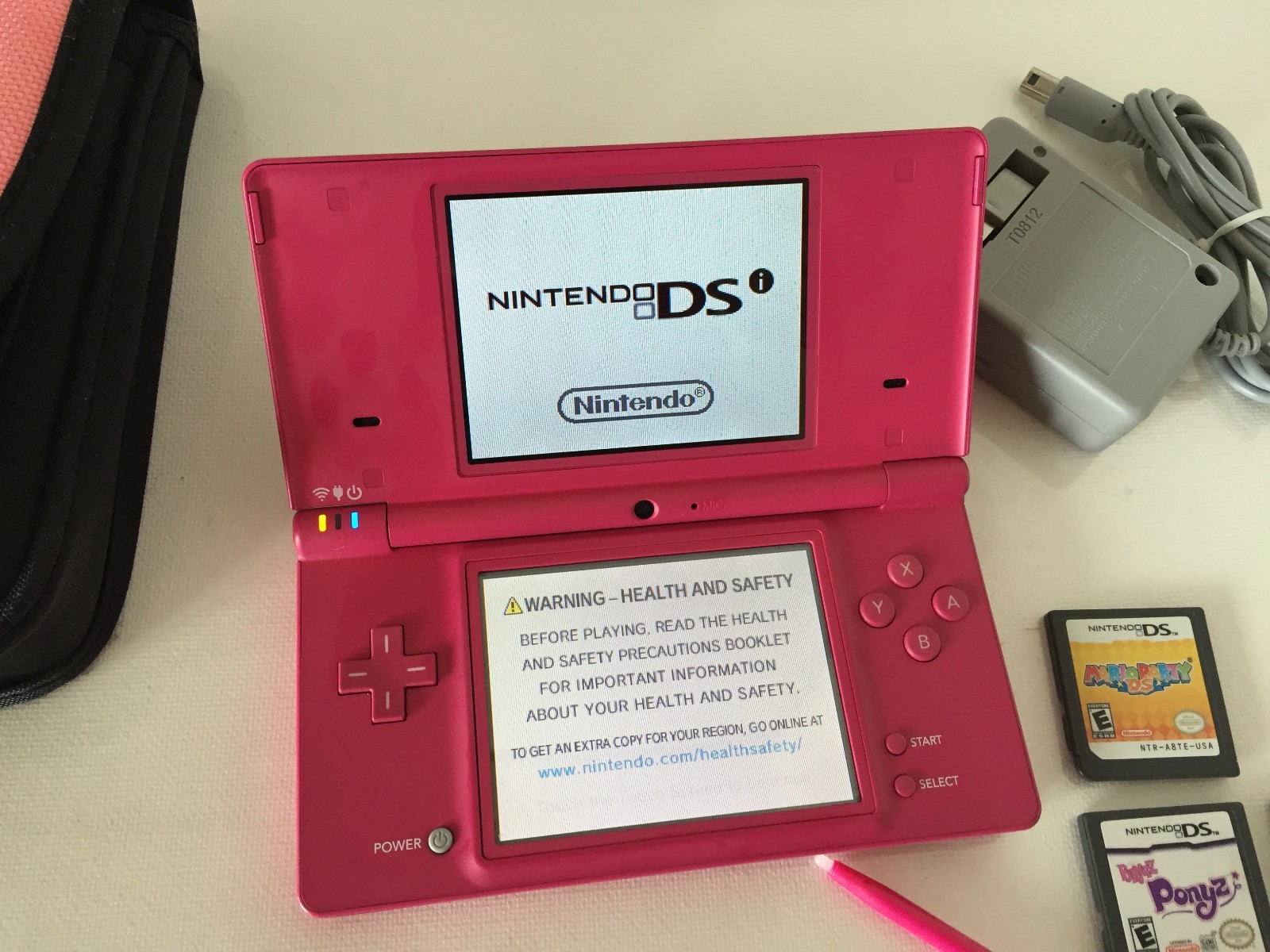 Nintendo DSi Hot Pink with Games Charger Case Stylus